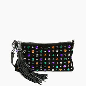 Aimee Kestenberg Onyx Hour Zip Clutch Jewel Studded Bag